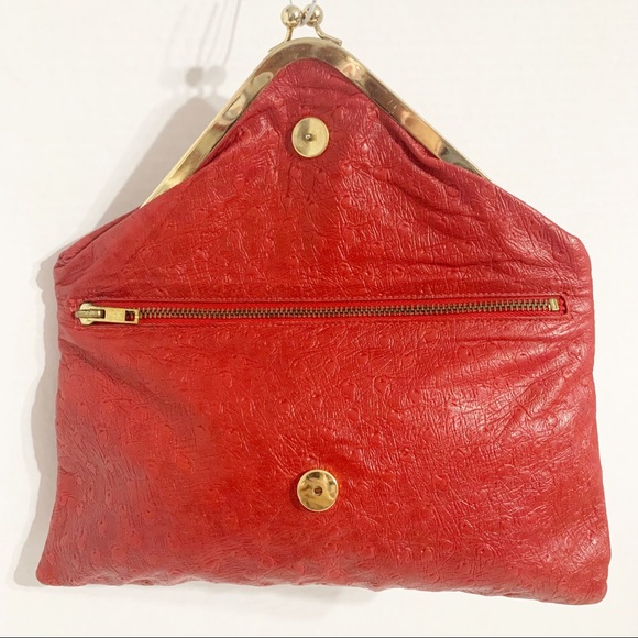 Unbranded Leather Envelope Clutch KissLock Closure - Picture 4 of 12